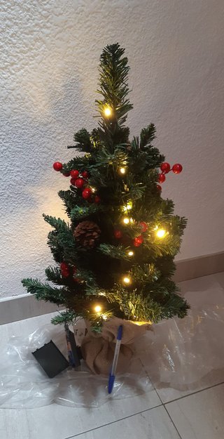 2 x Albero di Natale con Luce (pile)