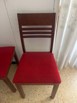 4 Sillas Comedor Madera Tapizado Rojo
