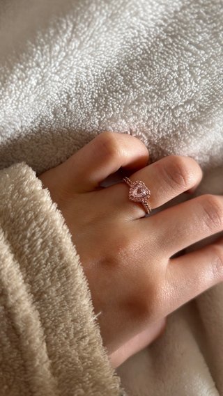 Anillo Pandora Corazón Rosa Talla 54