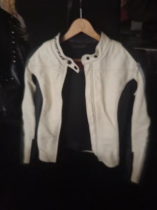 Chaqueta de Moto Blanca y Negra y pantalón