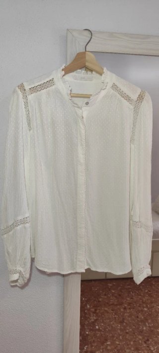 Blusa Mango Blanca Encaje