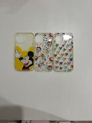 3 Fundas Iphone 12 (Mickey, Disney, Corazones)