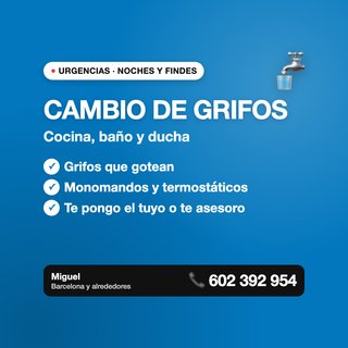 Cambio de grifos y monomandos - Fontanero BCN