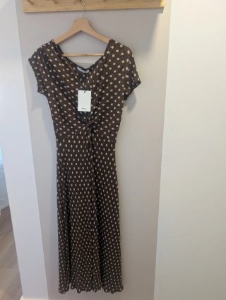 Vestido largo Mango marrón estampado