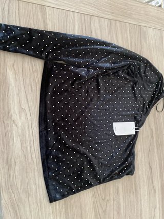 Top Mango fiesta pedrería negro XS