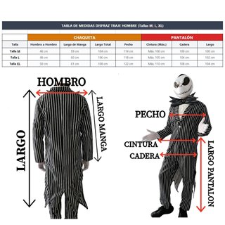 Disfraz Jack Skellington Talla XL + Máscara. New