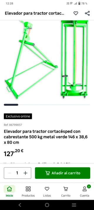 Elevador tractor cortacésped 500kg