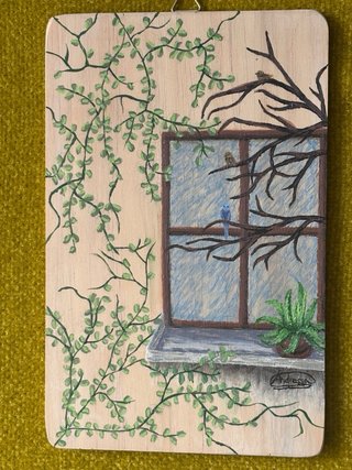 Quadro em Madeira com Pintura Acrílica