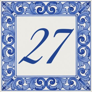 Azulejo número de casa portugués azul
