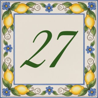 Azulejo número de casa limones mediterráneo