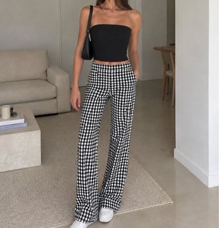 Pantalones Vichi Cuadros Blanco y Negro