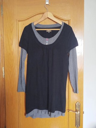 Vestido Surkana Gris y Negro Talla L