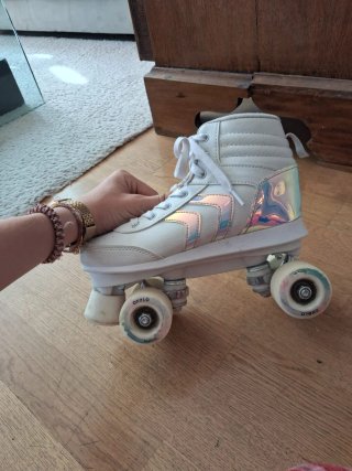 Patines Oxelo Quad 100 Blanco Holográfico + bolsa