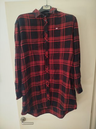 Vestido Camisero Cuadros Rojo y Negro Talla S