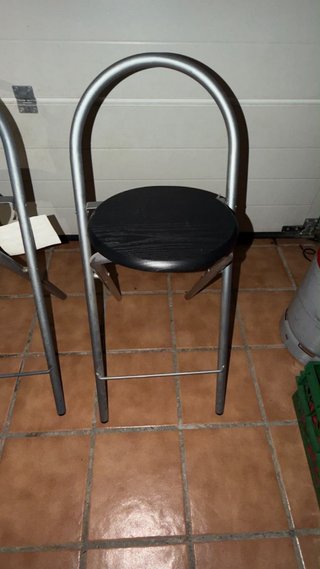 Taburete alto metal y madera 2 unidades