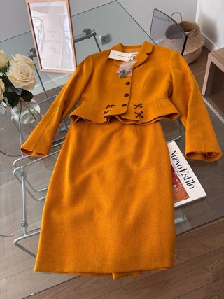 Traje Lana Mugler Naranja Mostaza Vintage