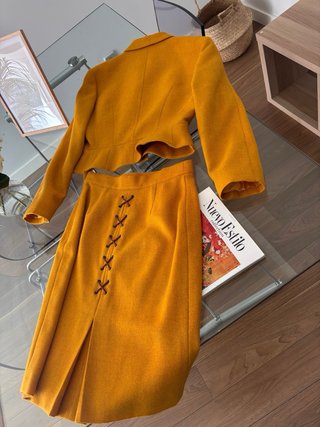 Traje Lana Mugler Naranja Mostaza Vintage