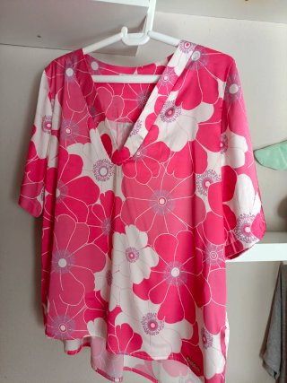 Blusa Salsa Estampada Rosa y Blanca
