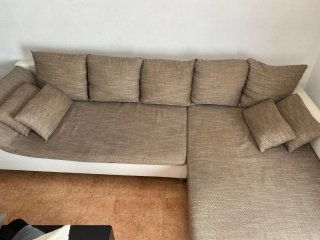 Sofá modular beige y marrón