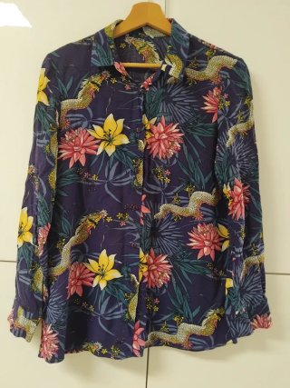 Camisa Azul Estampada Talla S