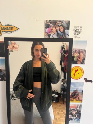 Chaqueta de Cuero y Punto Con bolsillos