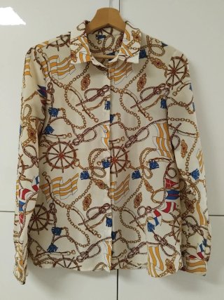 Camisa Estampada Beige Talla S