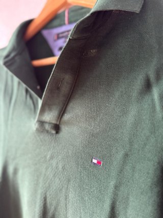 Polo Tommy Hilfiger verde manga larga