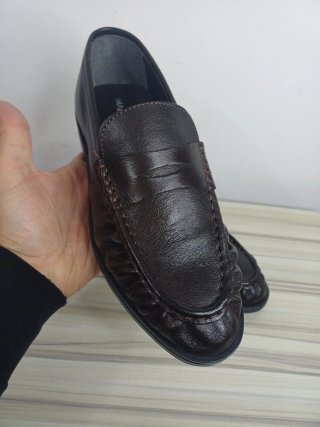 Mocassini Uomo Vera Pelle Marrone Tg 40