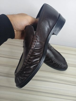 Mocassini Uomo Vera Pelle Marrone Tg 40