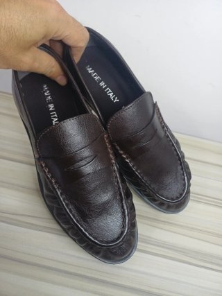 Mocassini Uomo Vera Pelle Marrone Tg 40