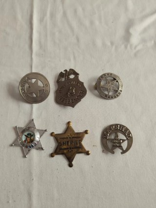 Lote de 6 insignias de sheriff y vaquero