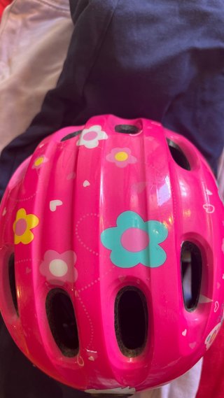 Casco Bicicleta Niña Rosa Flores