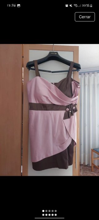 Vestido de fiesta bicolor rosa y marrón