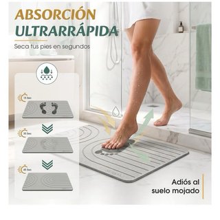 Alfombra Diatomita Baño 60x39cm Secado Rápido