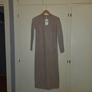 Vestido punto Mango beige talla XXS
