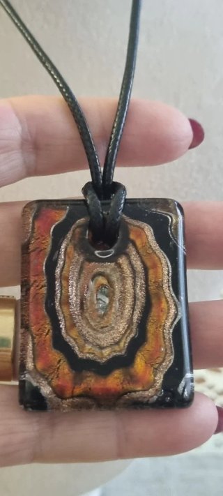 Colgante Cristal Murano Negro Naranja