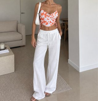 Top Naranja y Blanco Talla S