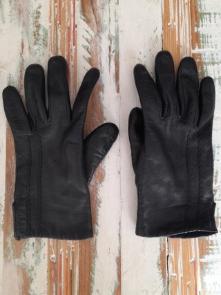 Guantes Piel Vintage Negros