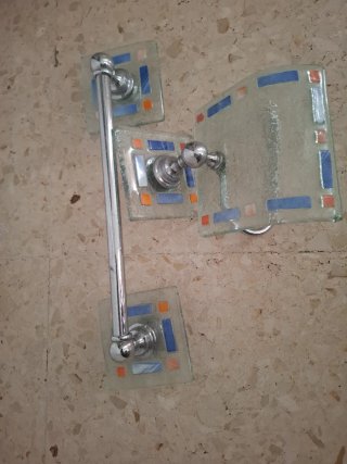 Juego accesorios baño espejo cristal y accesorios