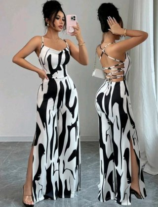 Mono Elegante Estampado Blanco y Negro