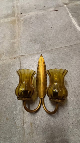 Aplique de pared vintage bronce dorado cristal