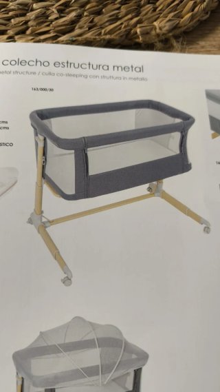 Minicuna Colecho Gris con Estructura Metálica