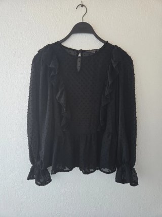 Blusa Negra con Volantes Talla M