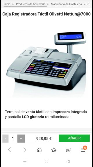 Caja Registradora Táctil Olivetti Nettun@7000