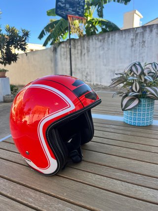 Casco de moto rojo estilo retro  Talla M57-58