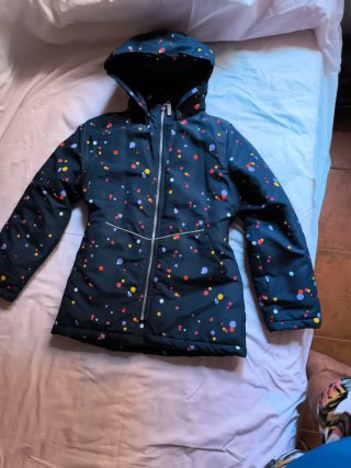Abrigo niña con puntos multicolor