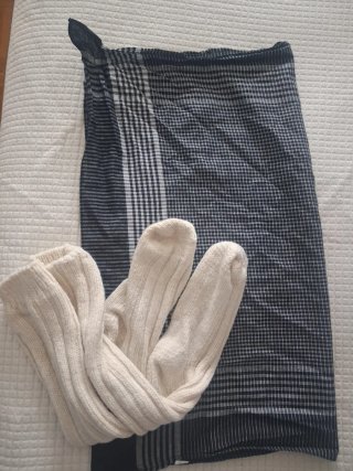 Traje de casero blanco y negro