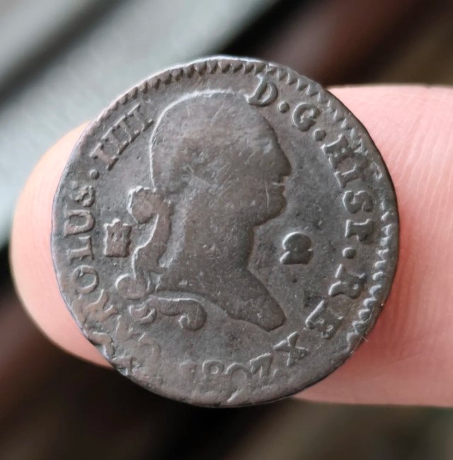 Moneda 2 maravedis 1807 Carlos IV.