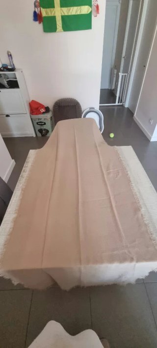 Pañuelo bufanda mujer beige y verde