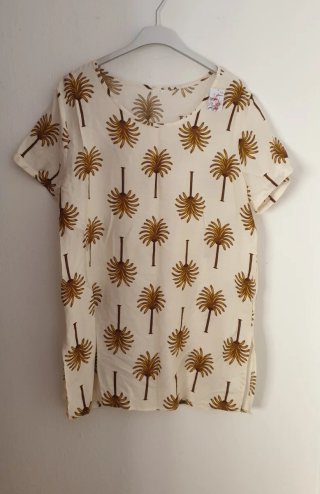Blusa Talla M/L Palmeras Beige y Marrón